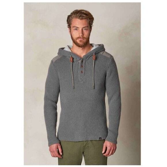 prAna Men's Nautical Hooded Henley Ribbed Heavy Lambswool Sweater 2XL - Picture 1 of 9